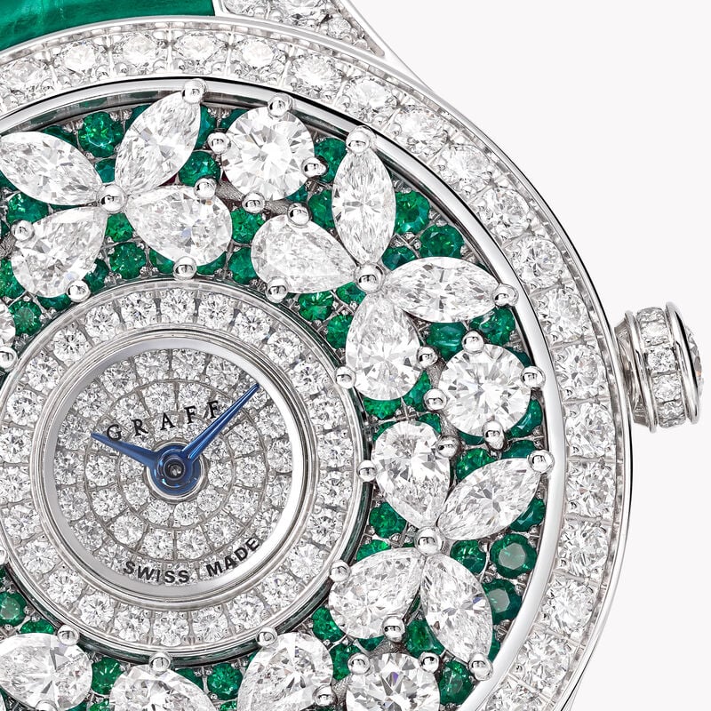 Classic Butterfly Diamond and Emerald Watch
