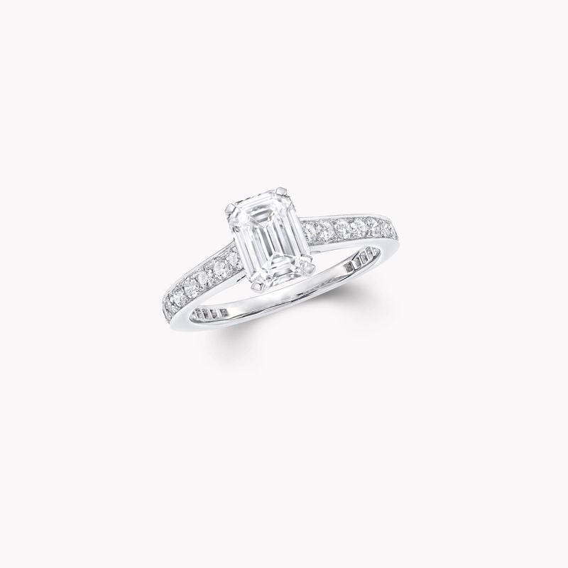 Bague de fian&ccedil;ailles en diamants taille &eacute;meraude Flame