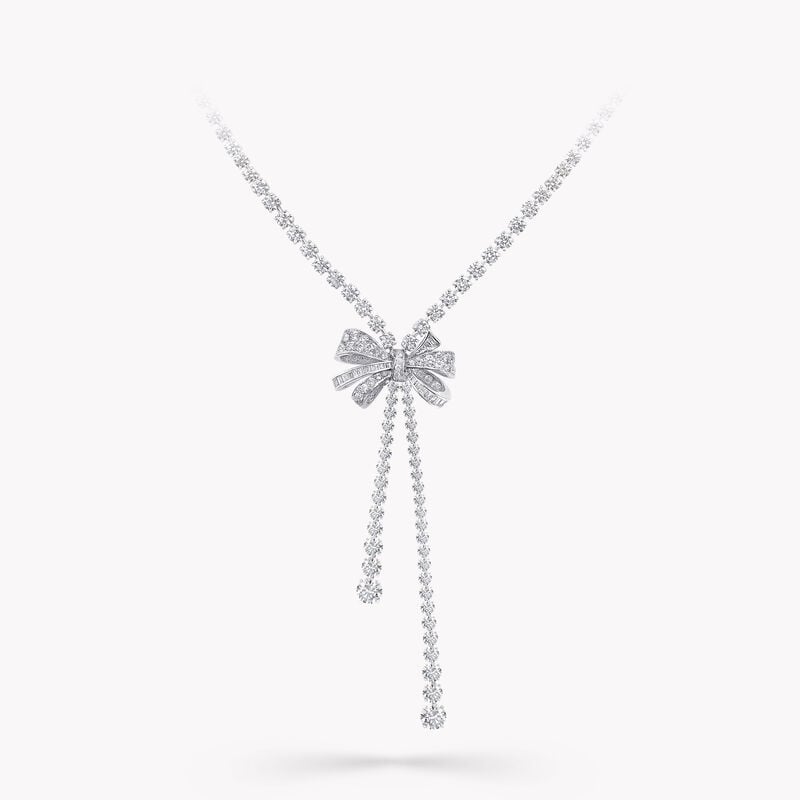 Tilda&rsquo;s Bow Double Strand Round Diamond Necklace