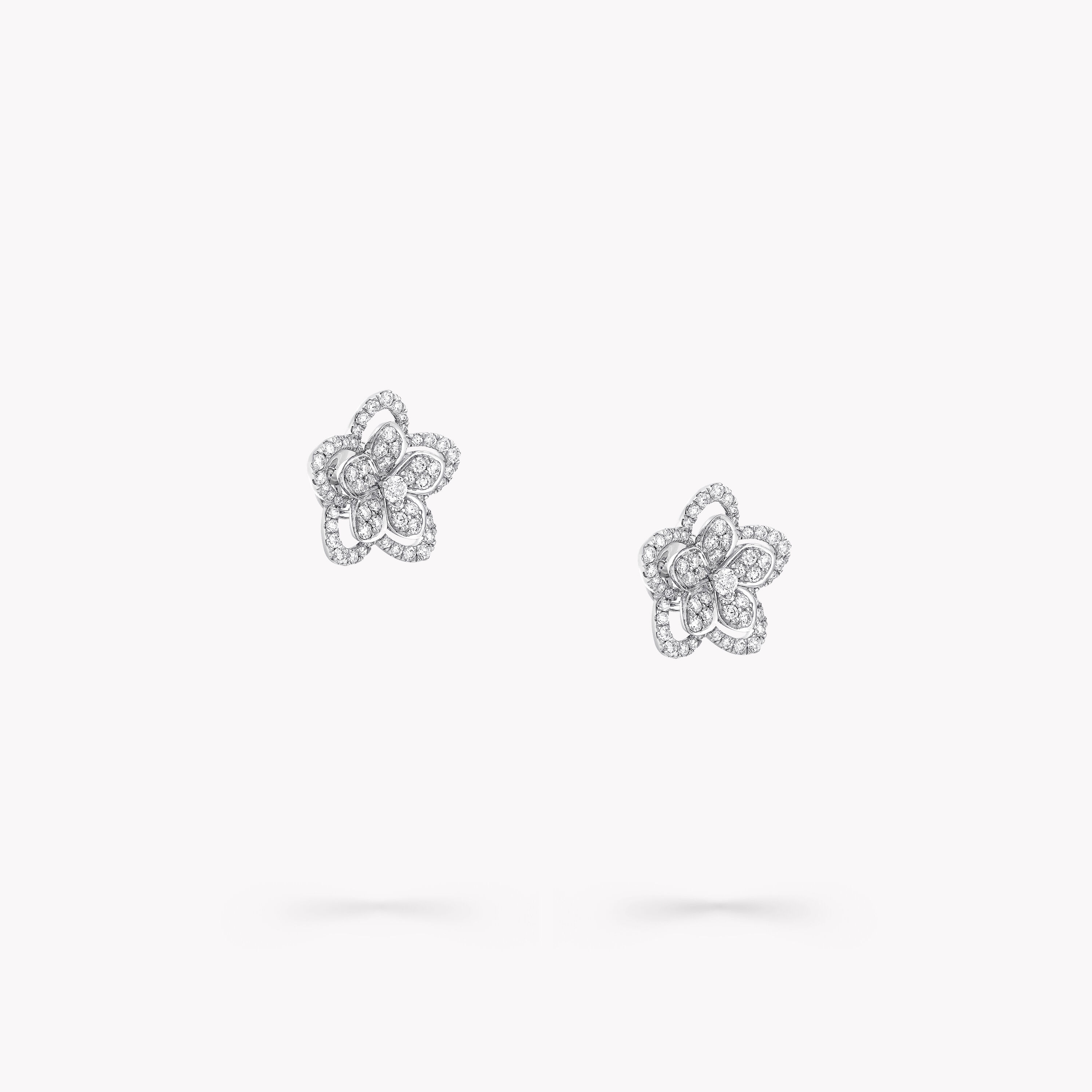 GRAFF ワイルドフラワー プティ パヴェ ダイヤモンド スタッドイヤリング ワイルドフラワー ダイヤモンド スタッドイヤリング, ホワイトゴールド