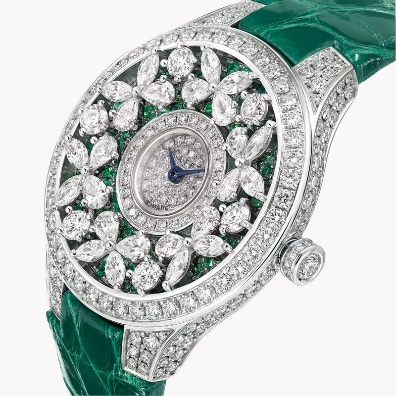 Classic Butterfly Diamond and Emerald Watch