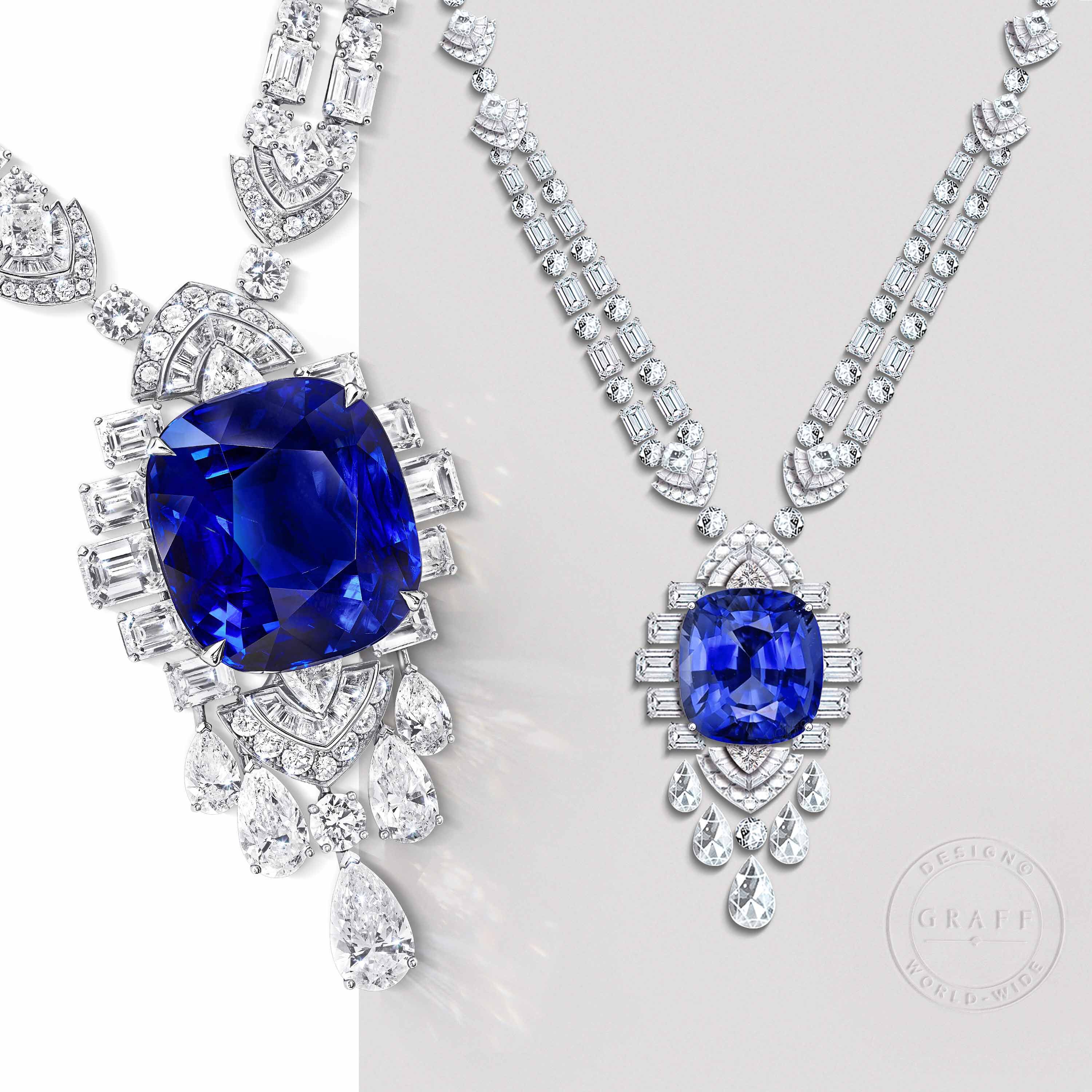 Graff sapphire and white diamond high jewellery necklace