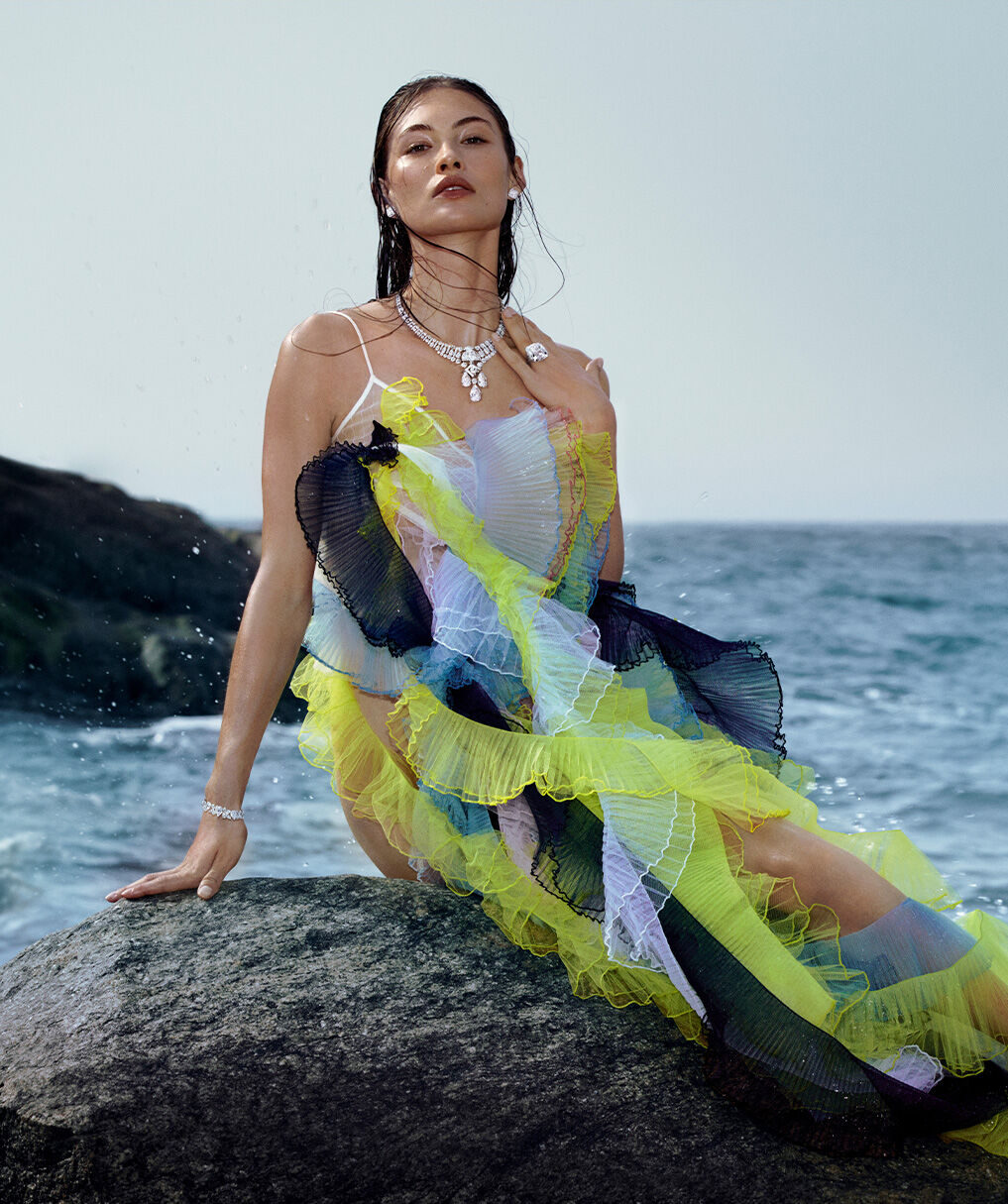 Models wearing Graff diamond high jewellery