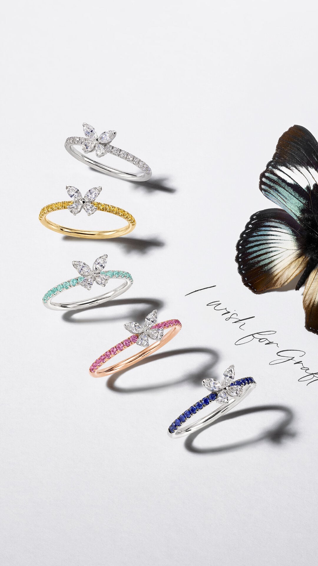 Image shows Graff Butterfly rings
