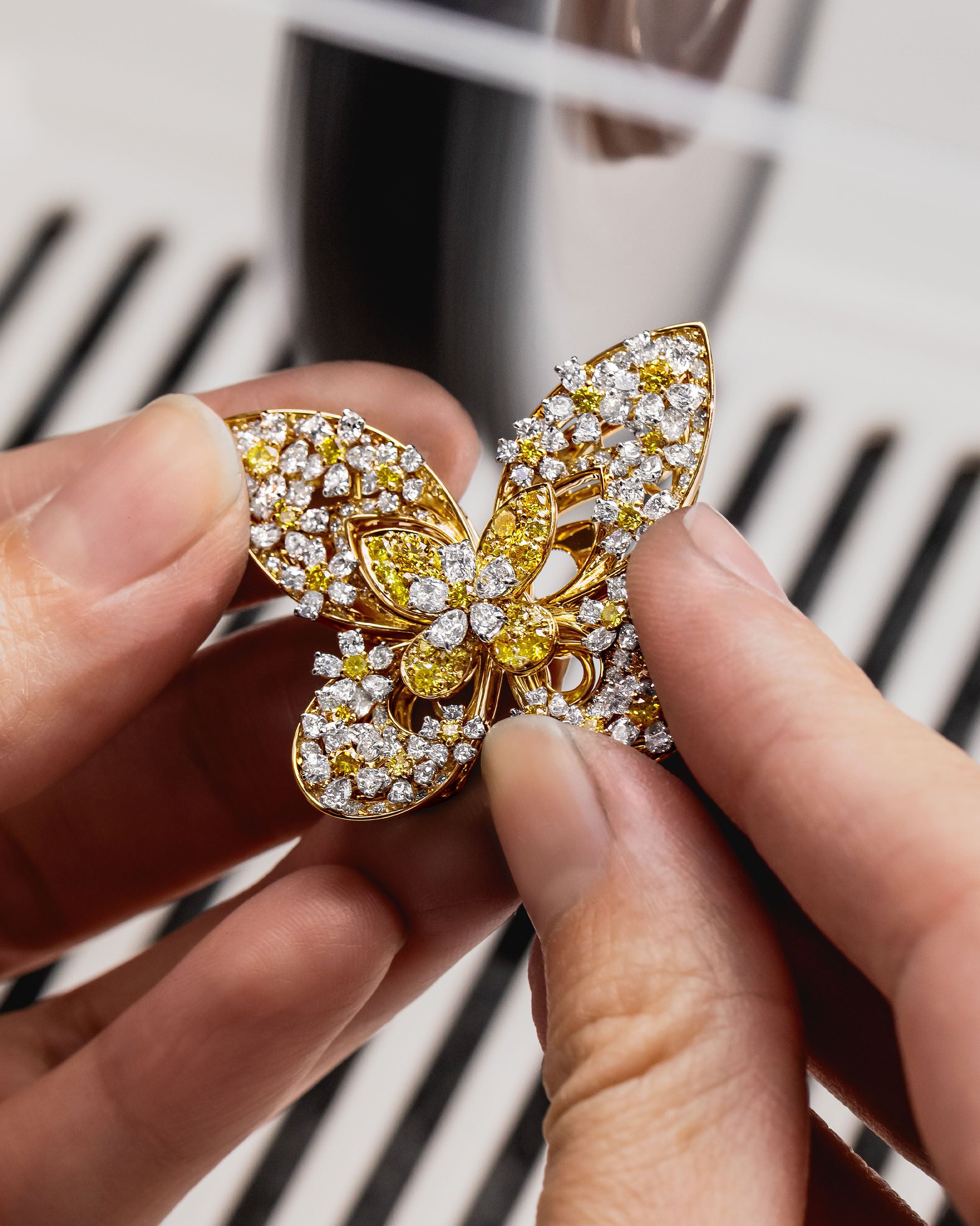 Image shows creation of Graff Butterfly Flora Brooch