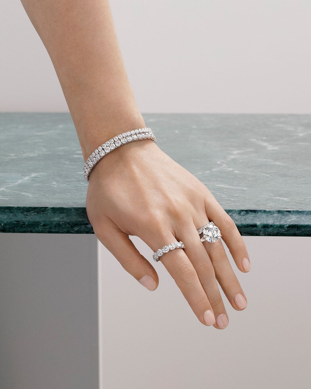 Image shows Graff Classic Diamond Rings and bracelets