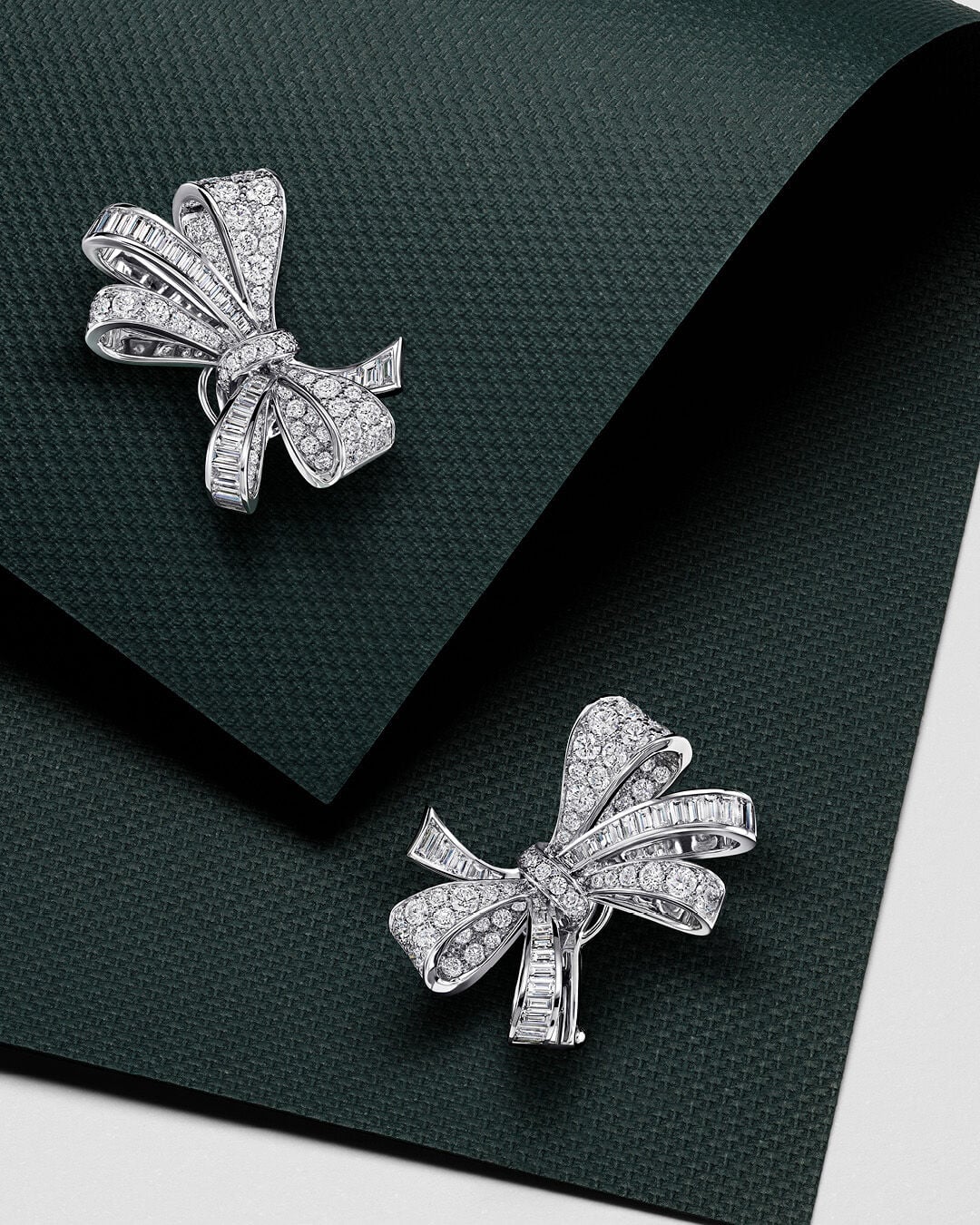 Image shows Graff Tilda's Bow diamond earrings