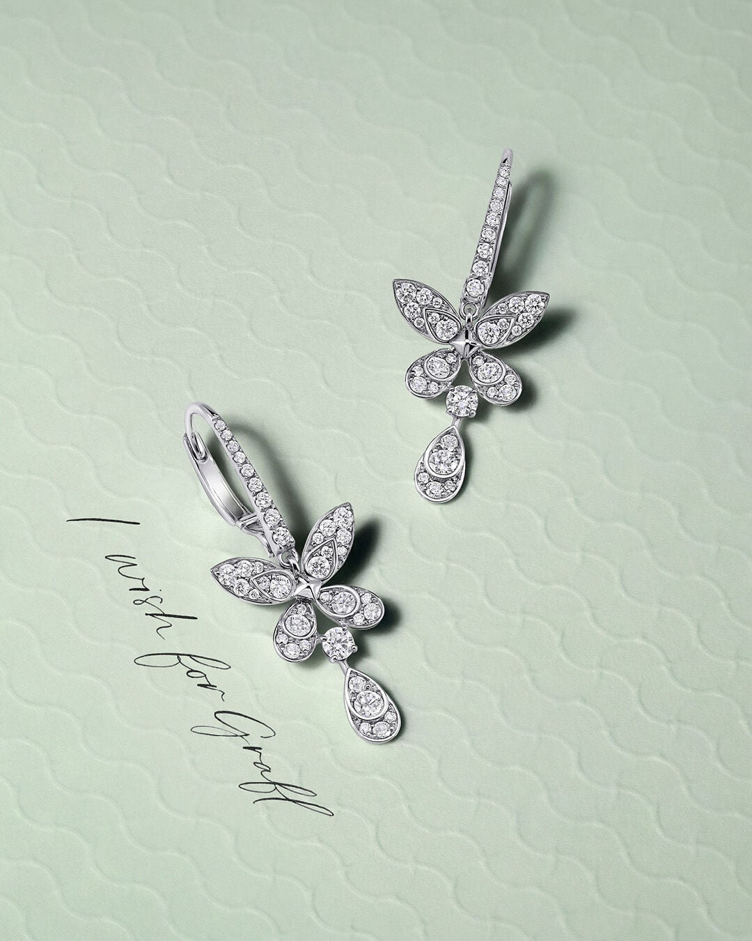 Image shows Pav&eacute; Butterfly Diamond Drop Earrings