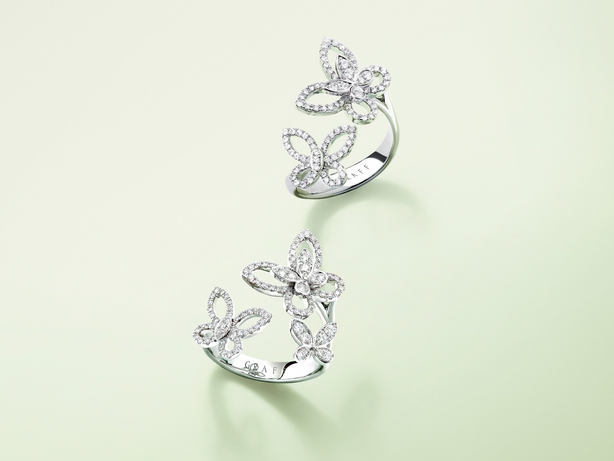 Double Butterfly Silhouette Diamond Ring and Triple Butterfly Silhouette Diamond Ring from the Graff jewellery collection.