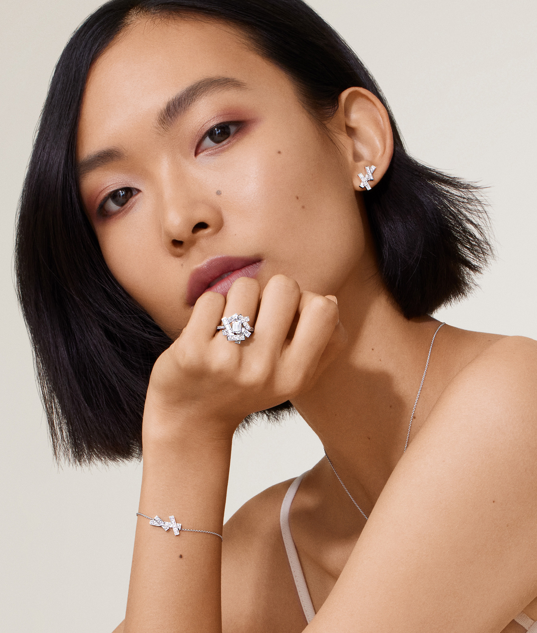 Model wears Graff Threads jewellery collection diamond jewellery
