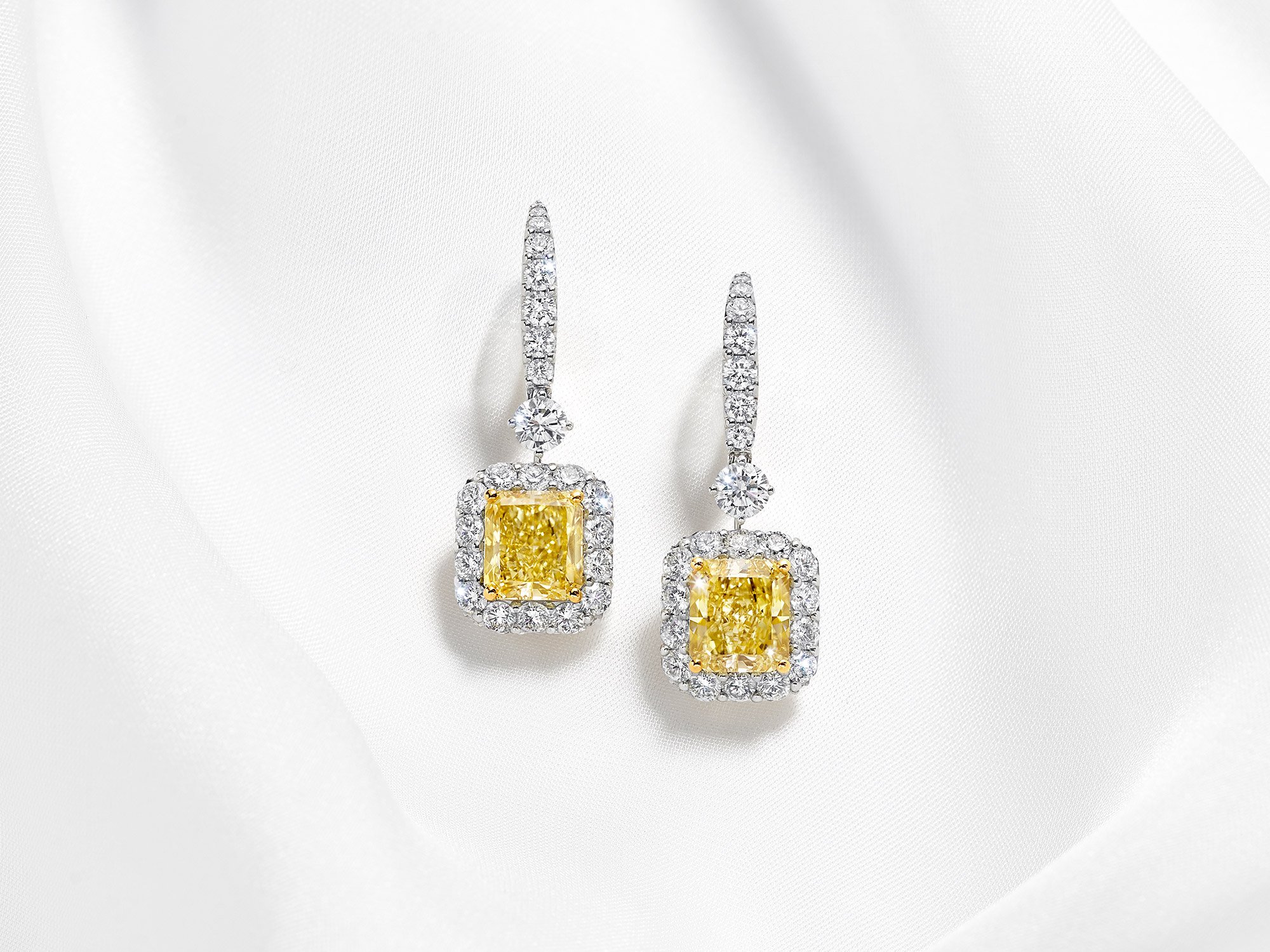 Graff Icon Collection White and Yellow Diamond Earrings