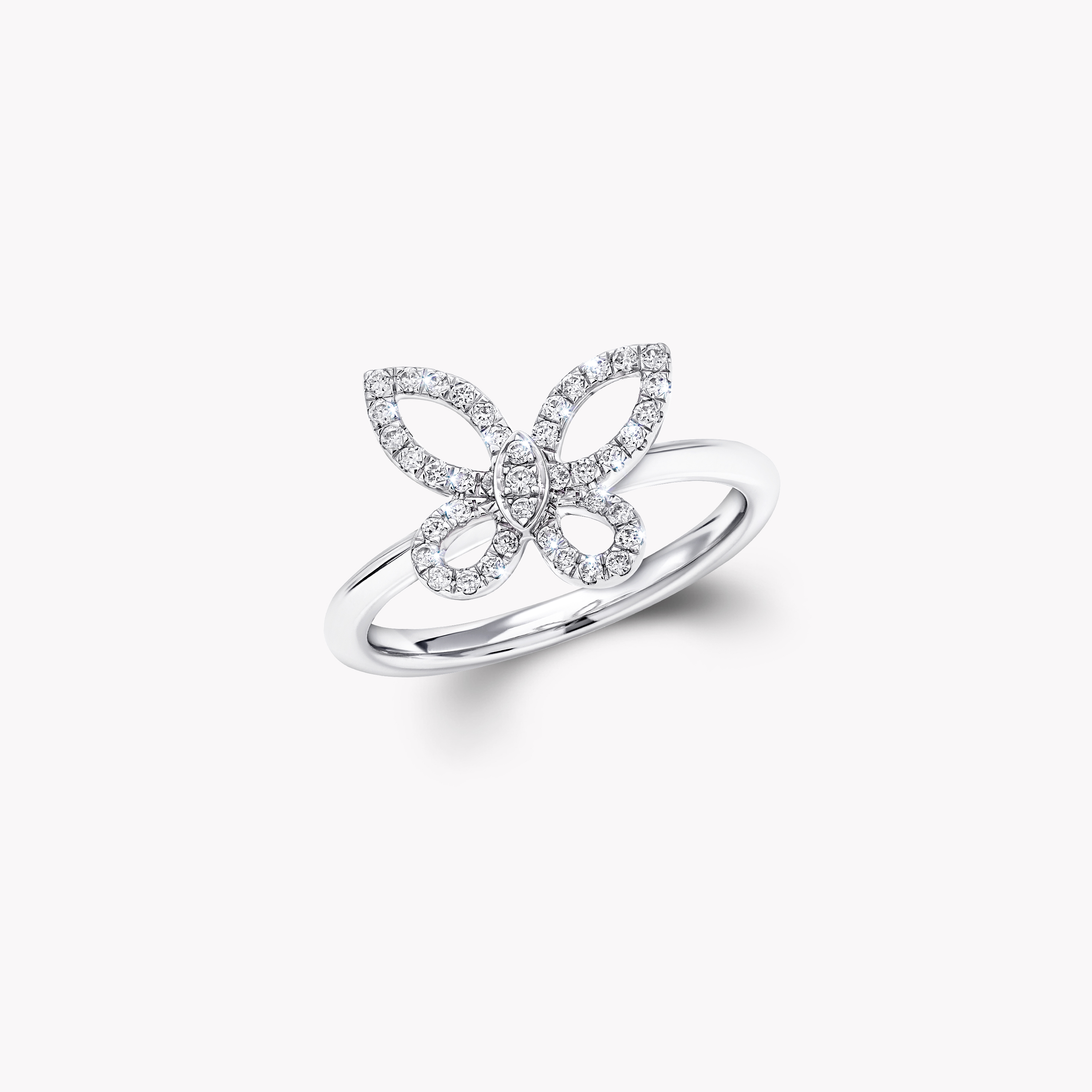 Graff Mini Butterfly Silhouette Diamond Ring - White Gold