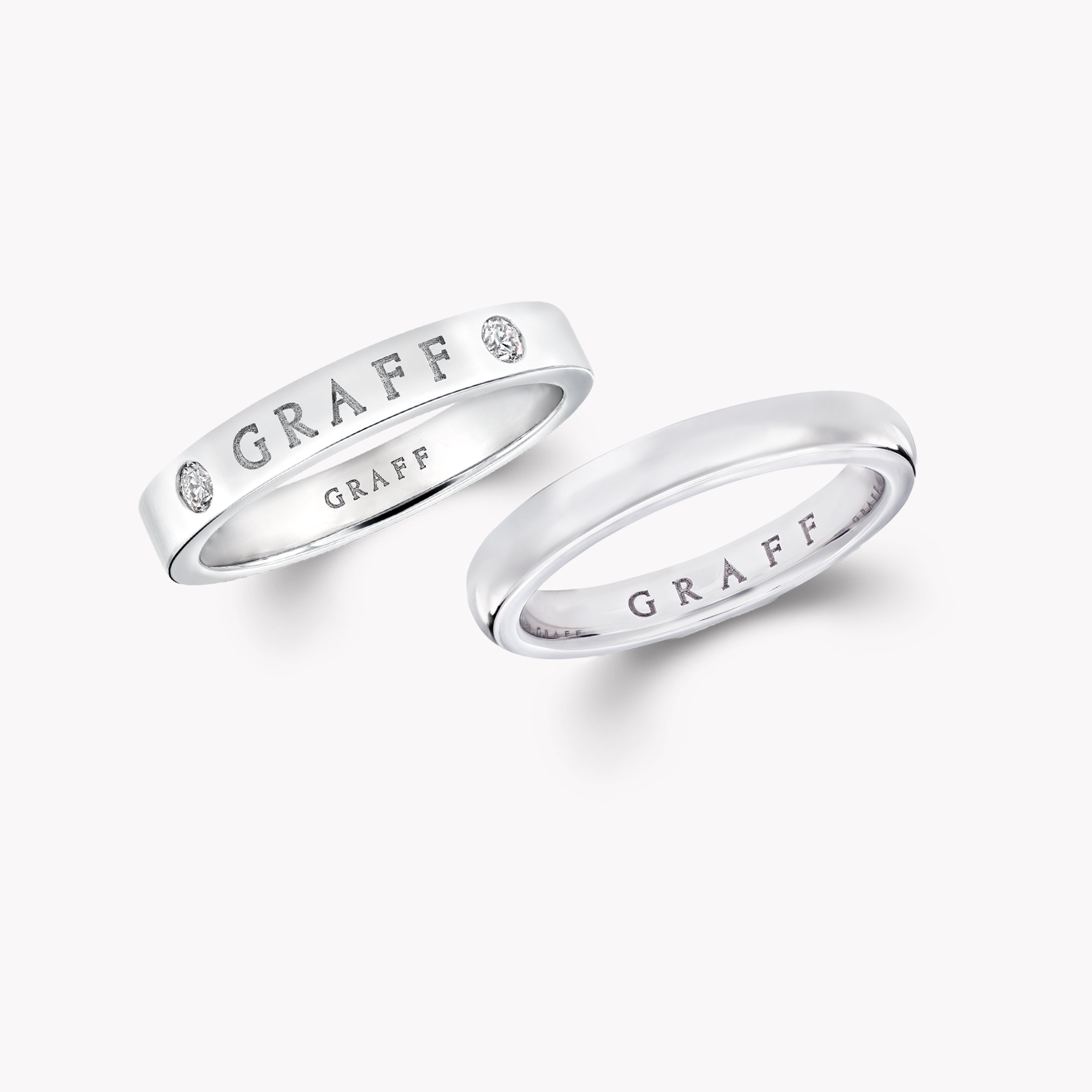 Graff Logo and D Shape Wedding Band Set